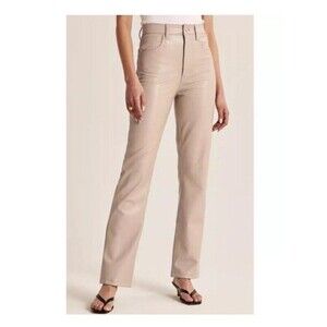 ABERCROMBIE & FITCH 90s Straight Ultra High Rise Pant Vegan Leather Women's 26/2